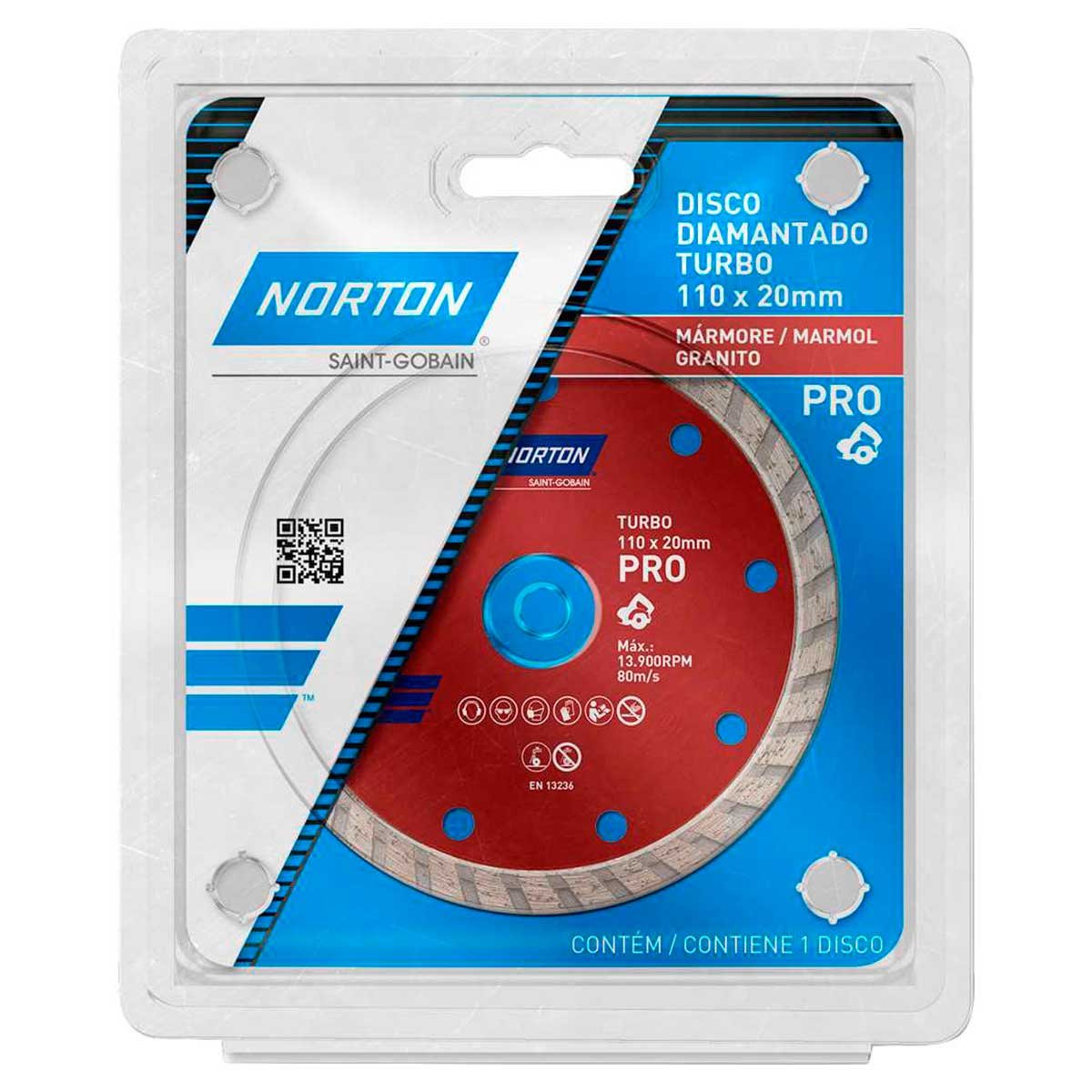 8fe2530dc84efdbaeaf6f1a3ecdbf50e.jpg Disco de Corte Diamantado Turbo Pro Norton 110x20mm - Imagem 1
