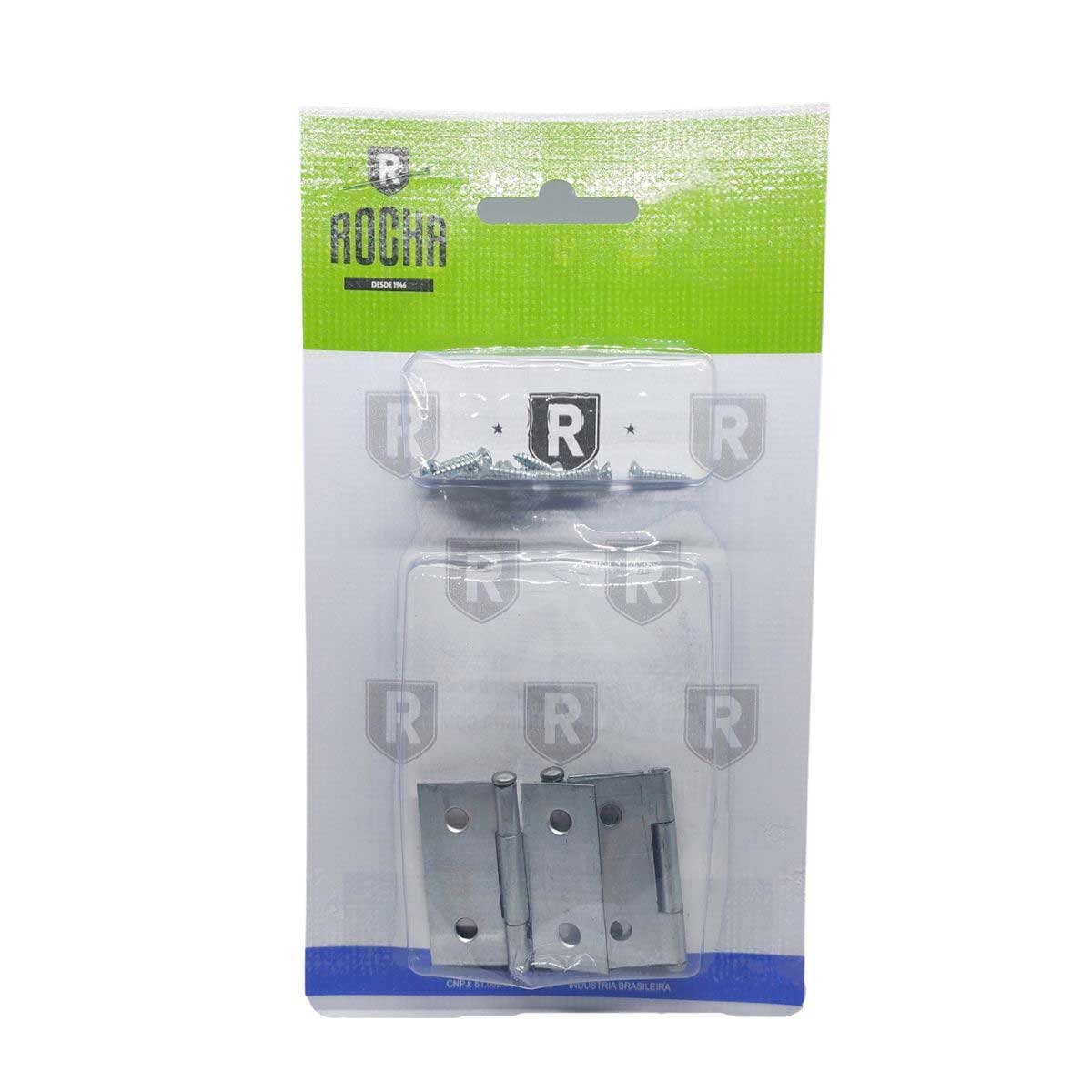 5fb6d8cb8ee040ba33160d2ee0fa0033-1.jpg Dobradiças para portas 1.1/2 Rocha FG Kit com 3 Peças - Imagem 1