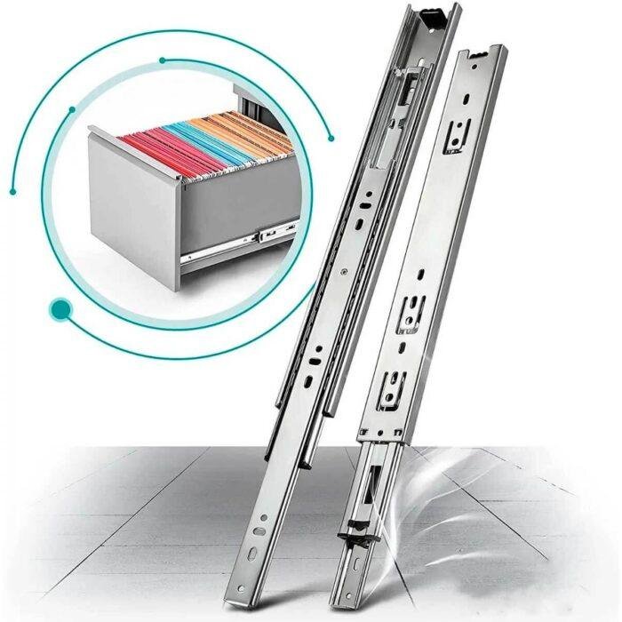 Par de corrediça telescópica reforçada 45mm x 450mm para 45kg.