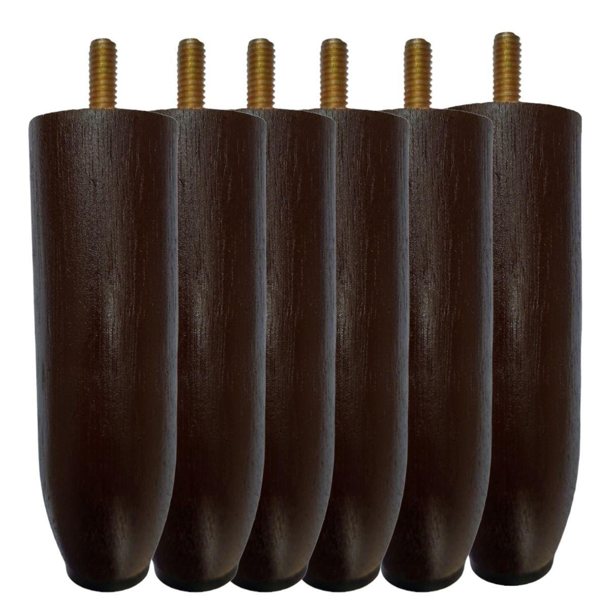 xr:d:DAF_hOCh1ow:25,j:3782319547972116513,t:24031514 Kit Pes Cama Box 6 Peças Madeira Maciça 12cm Casal Tabaco - Imagem 1