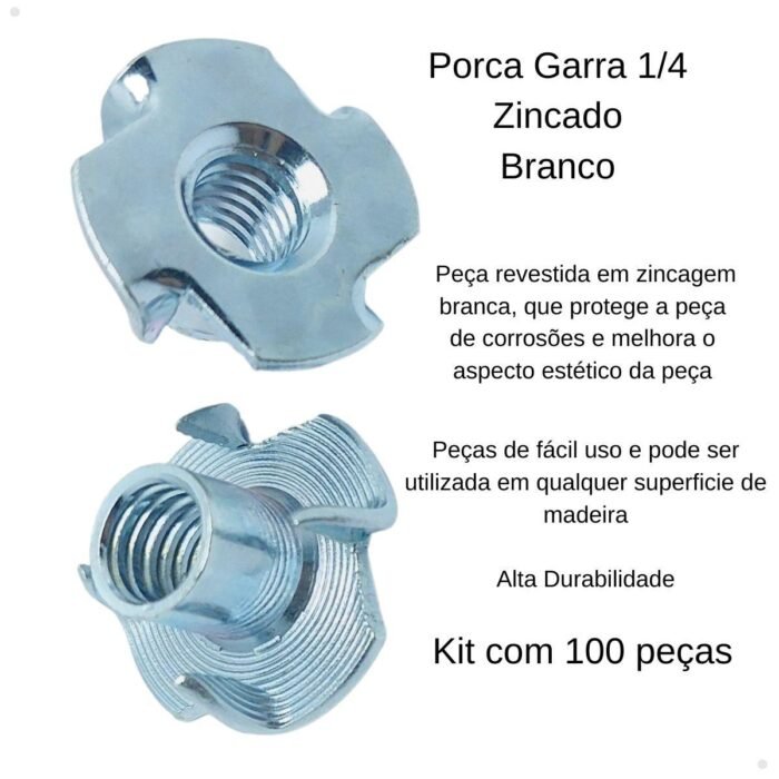 porca garra 1/4 100 peças